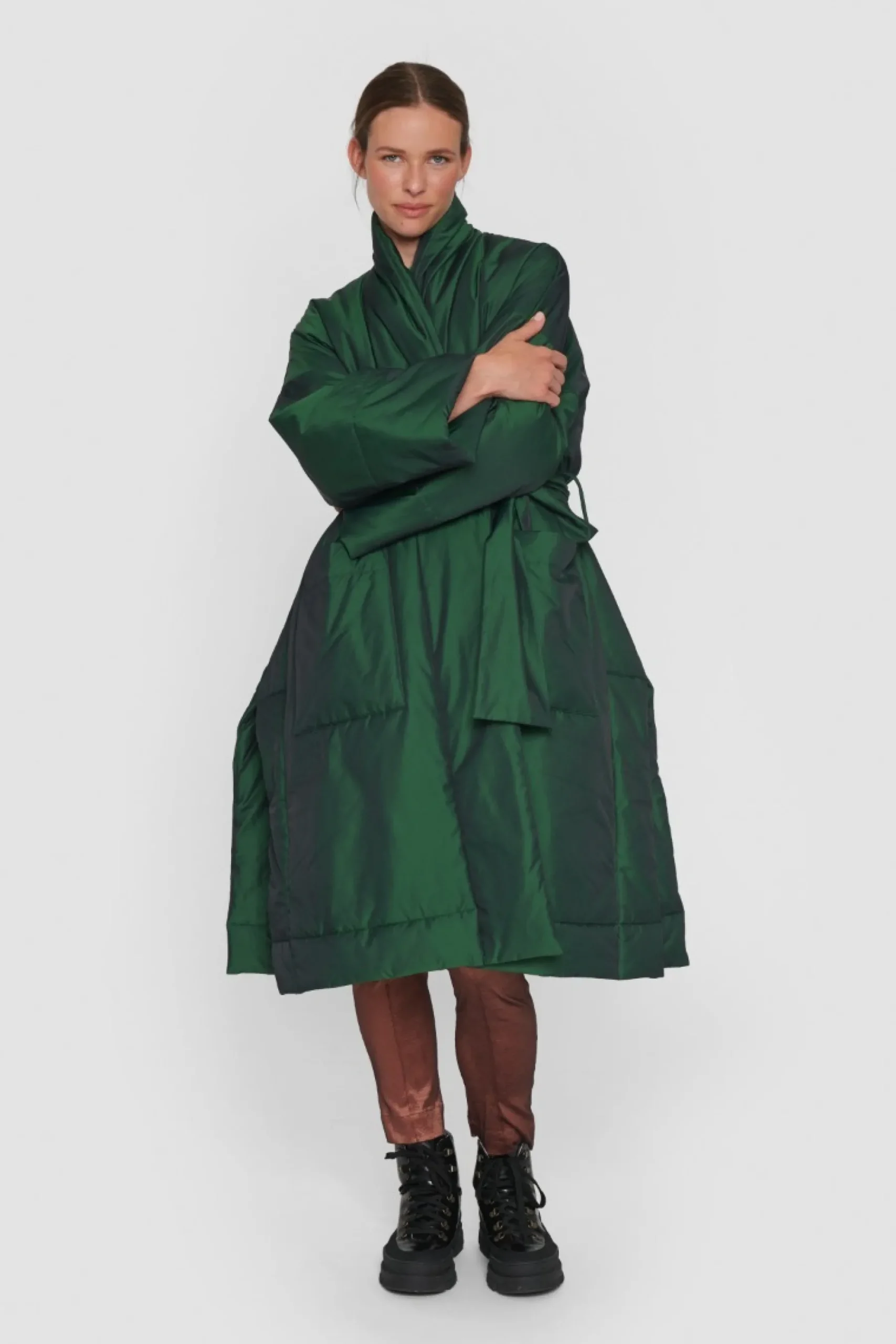 Changeant Nylon Frakke Med Baelte-BITTE KAI RAND Outlet